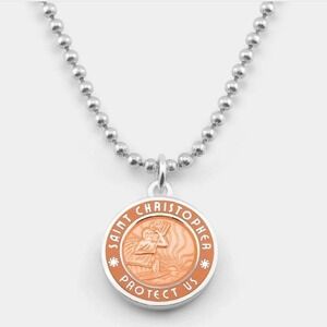 Saint Christopher Necklace Surf Friendship Good Luck Size Medium Guava Orange